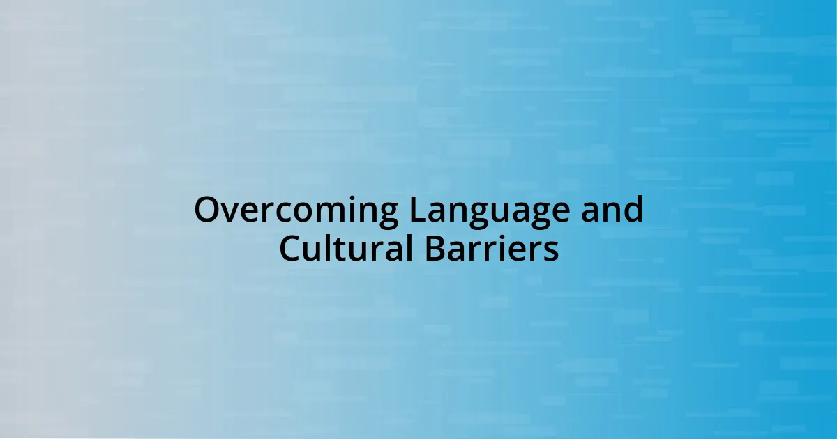 Overcoming Language and Cultural Barriers